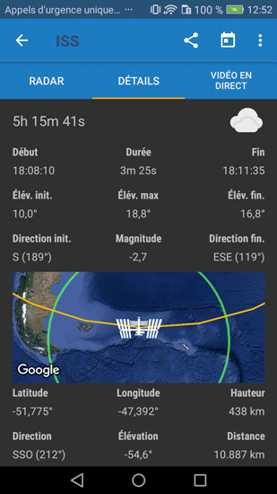 Application pour smartphone iSS