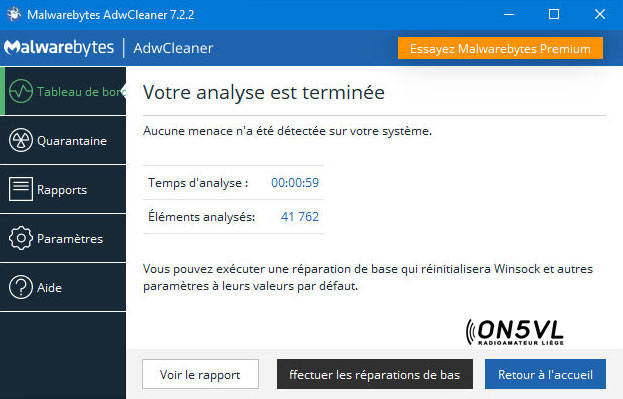 Fin de l'analyse
