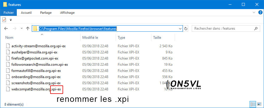 Renommer le (les) fichier(s) .xpi
