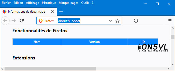 Vérifier la rubrique Fonctionnalités