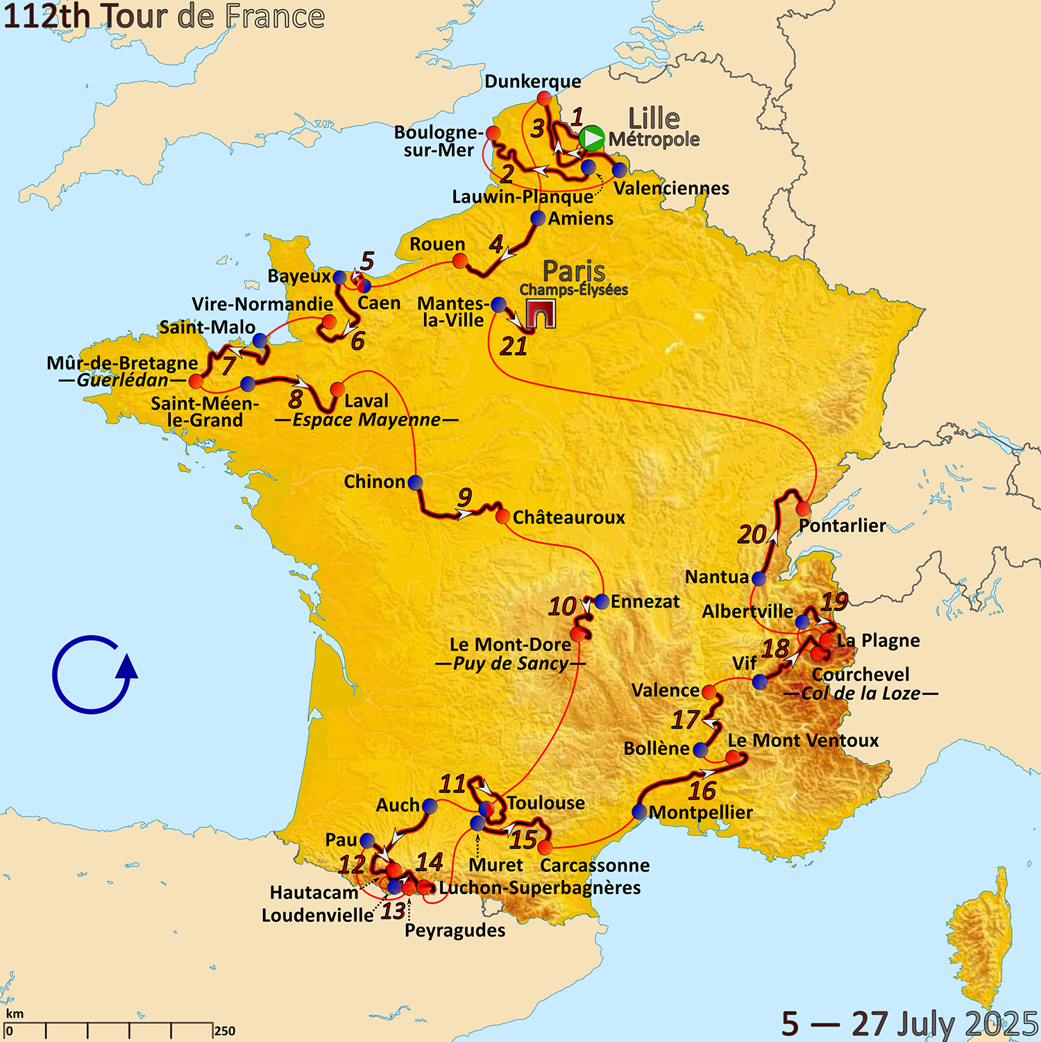 Route of the 2025 Tour de France 1