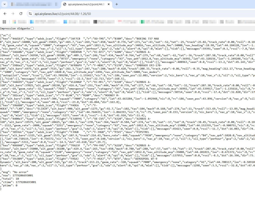 Des trames ADS-B aux API