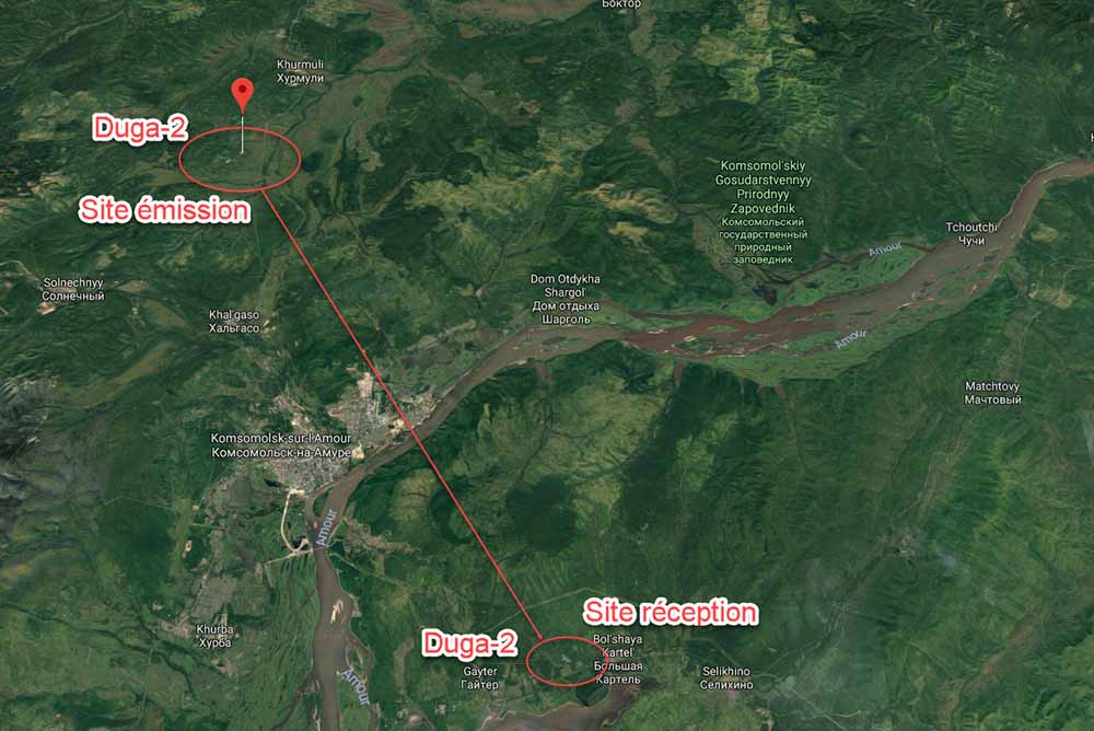 Vue sur carte implantation Duga-2 - photo Google