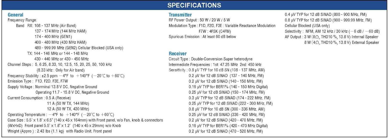 ftm 100d specifications